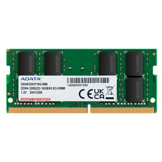 Adata D4 3200Mhz 16Gb 1X16Gb - Ram Sodimm Single Channel Laptop