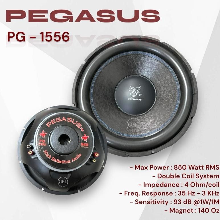 Terlaris Subwoofer 15Inch Pegasus Pg-1556 Double Coil Pegasus 15'' Pg-1556 Speaker Mobil Audio Car