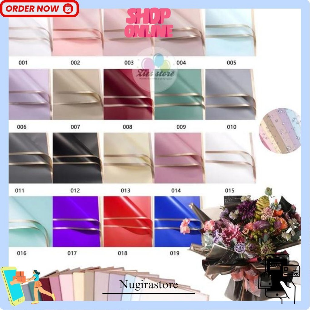 

Isi 20 Kertas Buket Bunga / Flower Wrapping Paper Frame List Rose Gold - Putih Siap Kirim