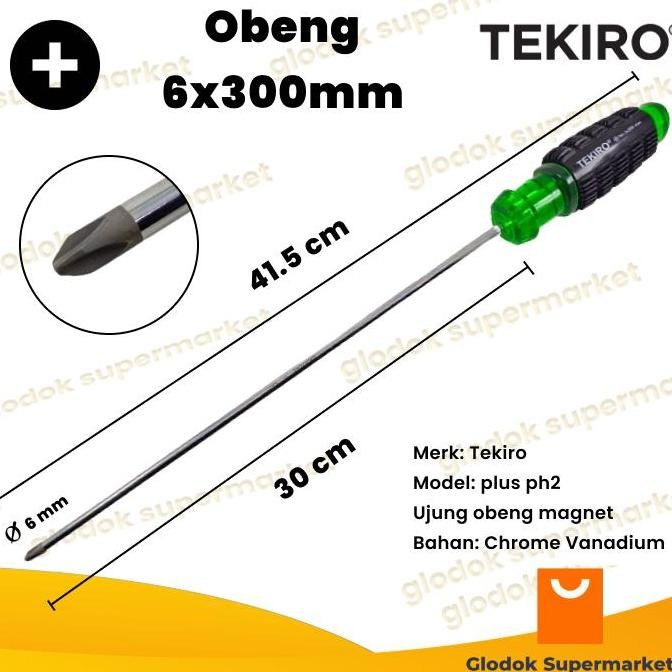 promo obeng plus tekiro 12 inch diameter 6mm panjang 30cm magnet gagang karet
