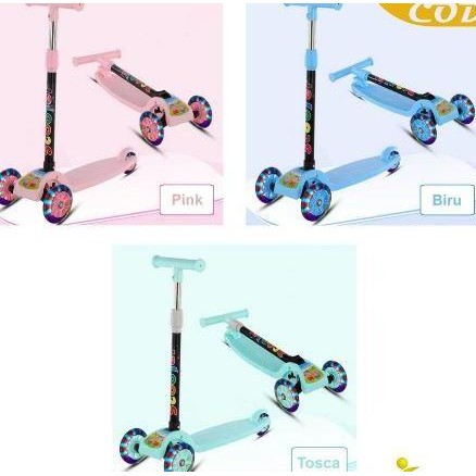 BEBAS ONGKIR - Scooter Lipat Electric Anak Otopet Listrik Roda 3 LED Mainan Skuter