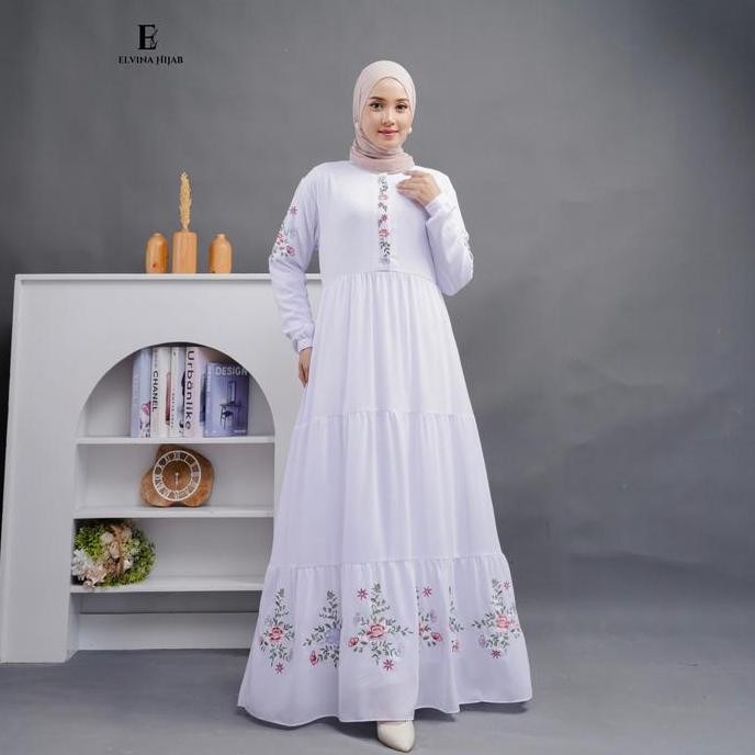 ZAHRA DRESS GAMIS PUTIH CERUTY BABYDOLL BORDIR