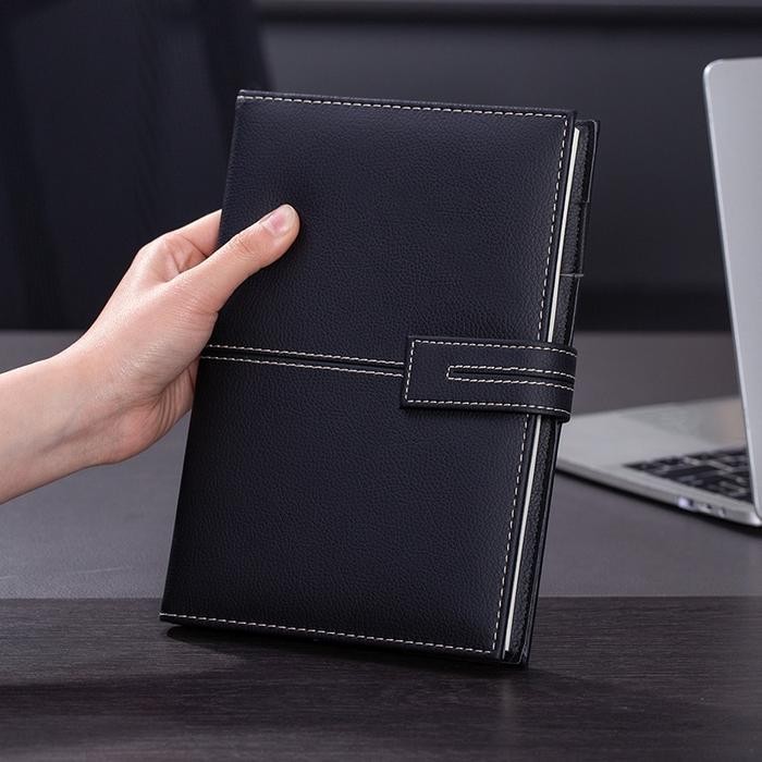 

Sp Deli Leather Cover Notebook / Buku Catatan / Agenda Sampul Kulit A5 120 Lembar Magnetic Lock En142L Black Hitam