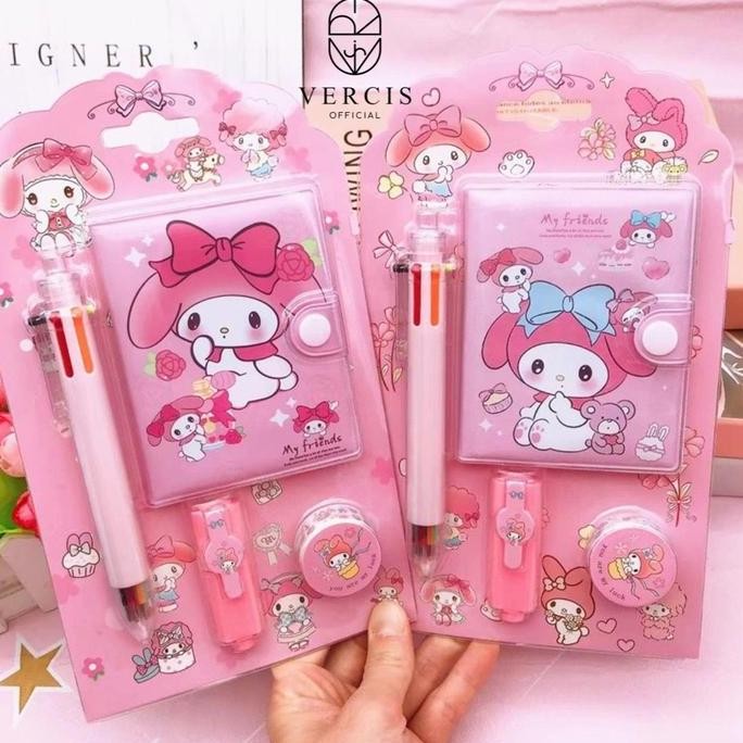

Buku Diary 4In1 Buku Memo Anak Sekolah Notebook Alat Tulis Anak Karakter Kuromi Cinnamoroll Melody Hadiah Ulang Tahun Anak Kado Anak Souvernir