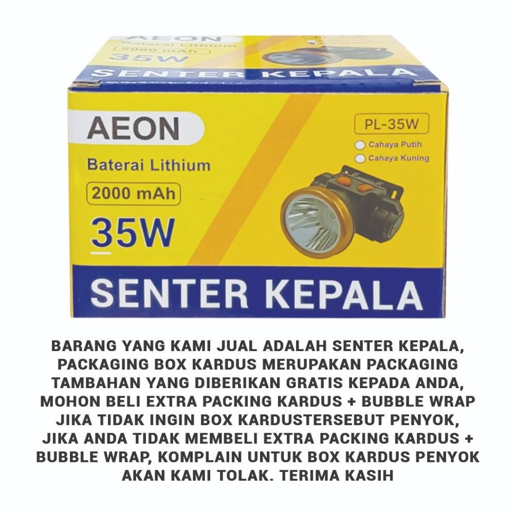 New Senter Lampu Kepala Head Lamp Nyala Putih Kuning 20Watt / 35Watt / 50Watt / 80Watt .,