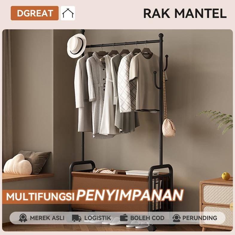 Rak Gantungan Baju Stand Hanger Kotak Penyimpanan Ruang penyimpanan besar Baju Single Pakaian Rak Be