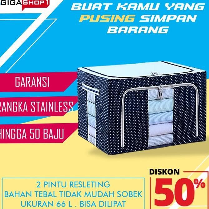 Produk Baru Storage Box Lipat 66L | Tas Lemari Penyimpanan Baju Mainan Serbaguna Organizer Jumbo