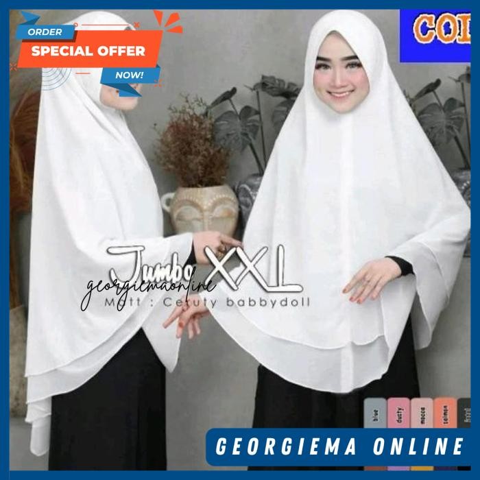 -COD HIJAB HAJI DAN UMROH KHIMAR INSTAN JUMBO SYAR'I 2 LAYER POLOS HIJAB INSTAN KEKINIAN JILBAB CERU