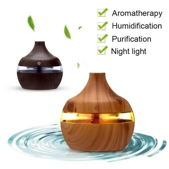 Humdifier Pengharum Ruangan Alat Aroma Terapi Uap Air Pelembab Udara Humidifier Motif Kayu