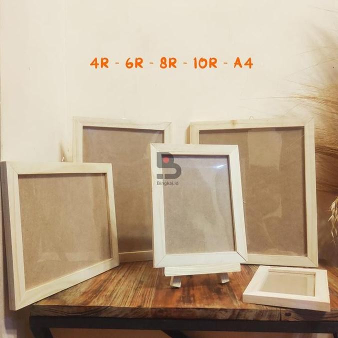 Pigura Frame Bingkai Foto Kayu 4R, 5R, 6R, 8R, 10R, A4, F4 Tanpa Kaca BS