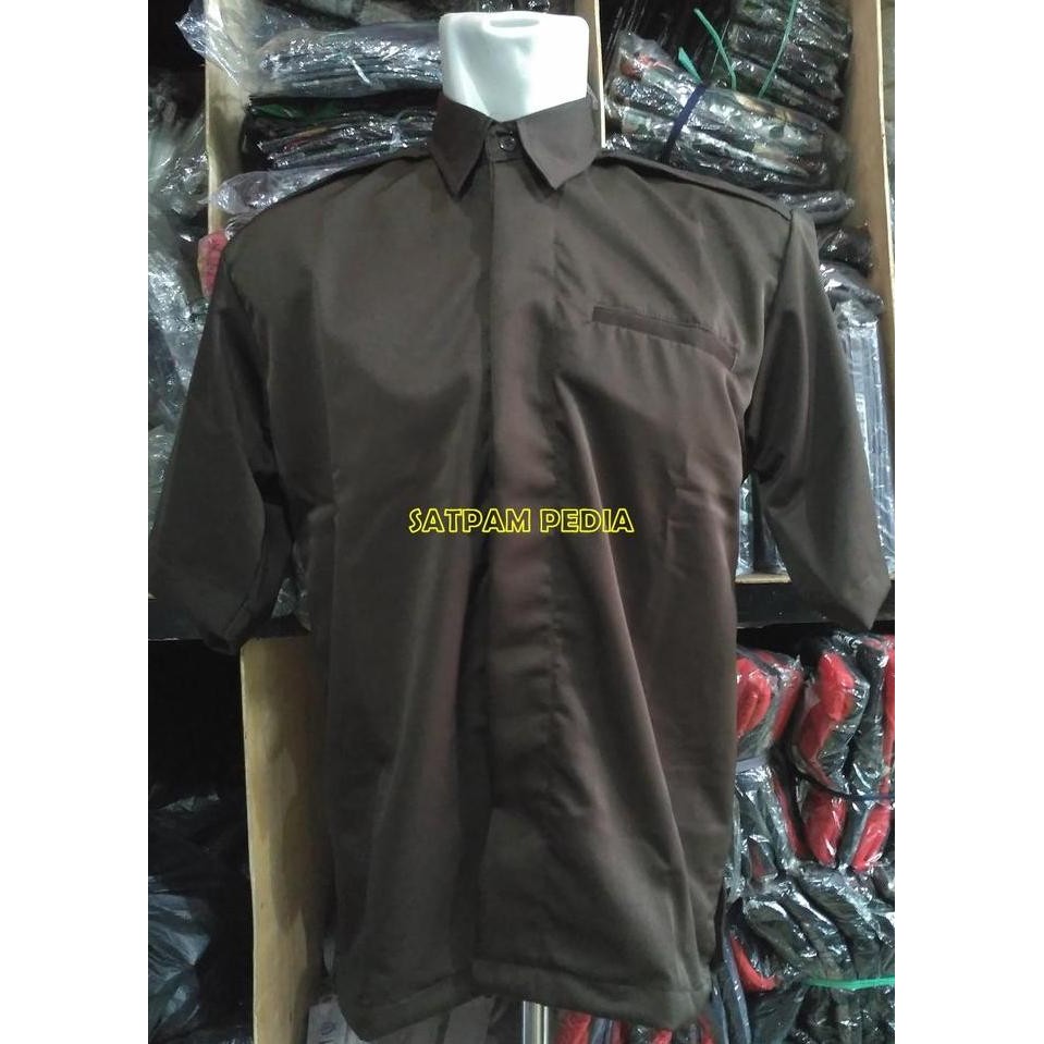 Seragam Safari Satpam Coklat Kancing Dalam - Safari Satpam