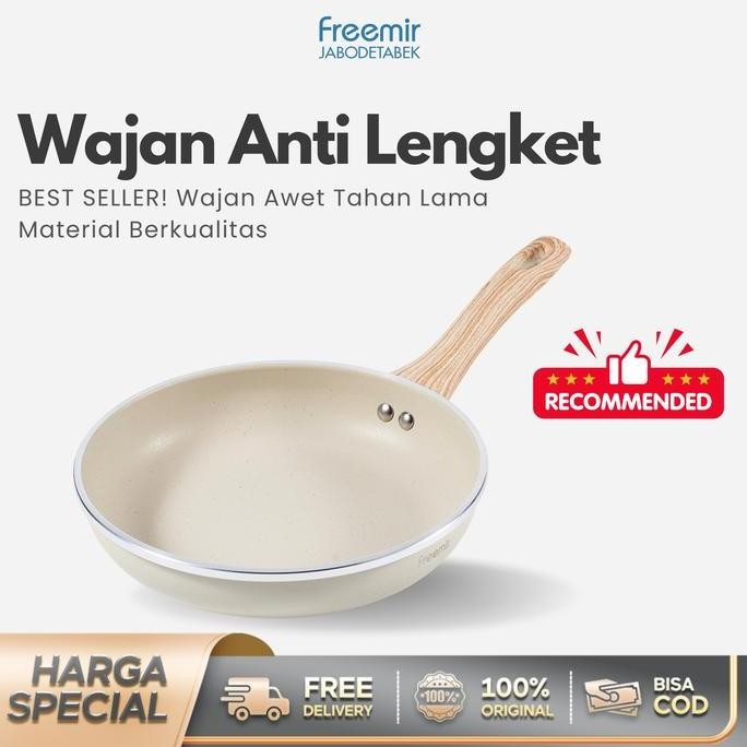 [MEGA SALE] freemir 24 cm Teflon Penggorengan Grill Pan Wajan Anti Lengket Batu Granit Wajan Penggor