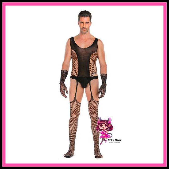 Best Seller Neko Mimi Body Stocking Stoking Tubuh Jala Lingerie Pria Bsm002