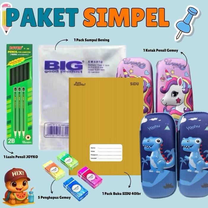 

SWG Rekomendasi Paket Sekolah Simpel Siap Sekolah 10 Buku 1 Pack Sampul 1 Lusin Pensil 5 Penghapus & Kotak Pensil untuk Cowok Cewek