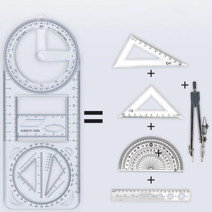 

SWG Drawing Ruler Penggaris Geometric Multi-Fungsi Hadiah Kreatif Drawing Ruler Alat Tulis Sekolah Kantor Perlengkapan Belajar Alat Ukur