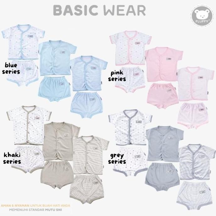 Setelan Bayi Pendek Fluffy Baby Basic Wear Neci & Bis