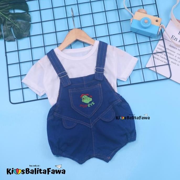 (0-12 Bulan) Celana Kodok Denim Uk Bayi Anak Laki Laki / Kaos Setelan Celana Baju Kodok Jeans Lepis 