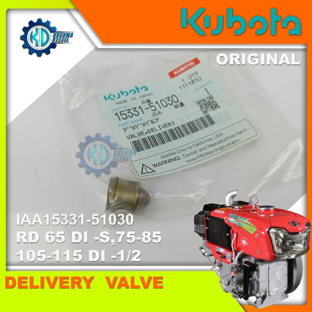 DELIVERY  VALVE RD 65 DI -S,75-85 / 105-115 DI -1/2 - SPAREPART DIESEL KUBOTA - ORIGINAL - TERLENGKA