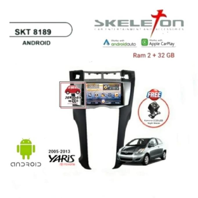 // Head Unit Android Skeleton 7 Inch Oem Yaris Bakpao 2005 Up + Kamera //