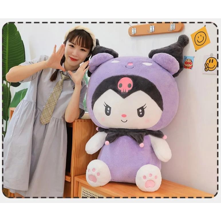 55cm New Boneka Kuromi Ungu Jumbo Giant SANRIO Boneka Lucu Big Size Anime Peluche Hadiah Untuk Pacar
