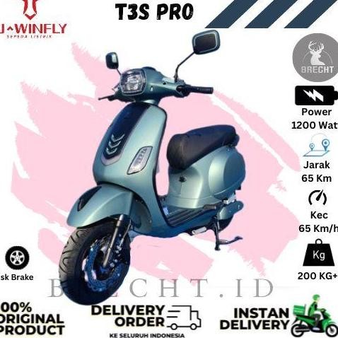 Ready | Sepeda Motor Listrik Vespa Uwinfly T3S Pro Scooter Matic 1200 Watt Kualitas Premium