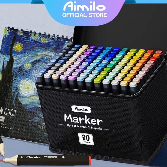 

[Ready] Aimilo Set Buku Gambar Spidol 80 Warna Paper Markers