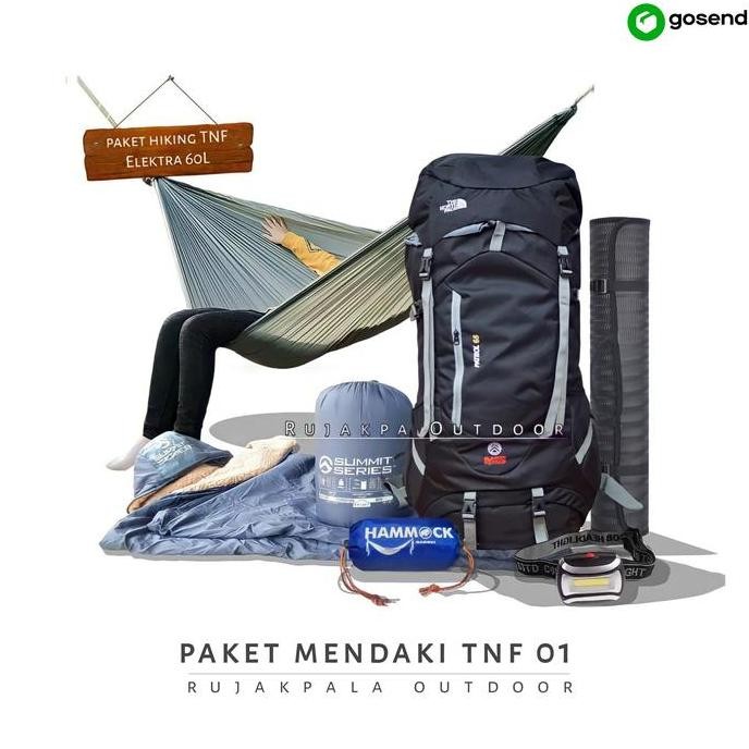 paket camping termurah tas gunung tnf elektra 60L lokal paket komplit