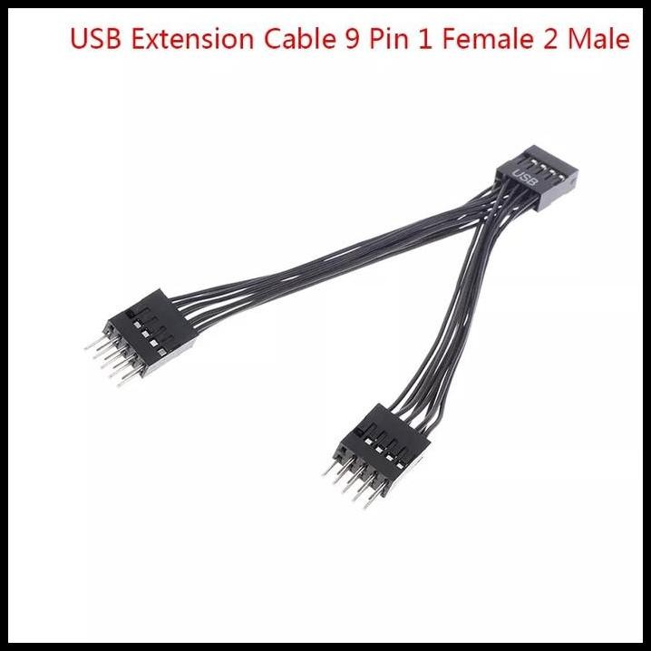 9 pin Usb Splitter Cable 1 Female to 2 Male Hub Motherboard Extension