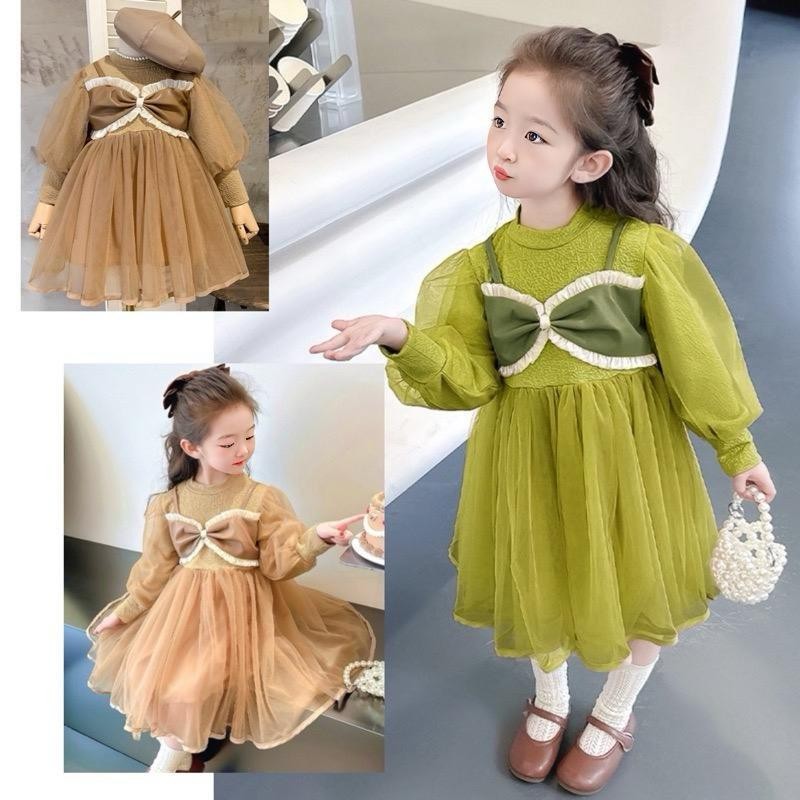 Bts 0-4Tahun Dress Korea Style Pita Kulit Baju Gaun Anak Bayi Perempuan Terbaru