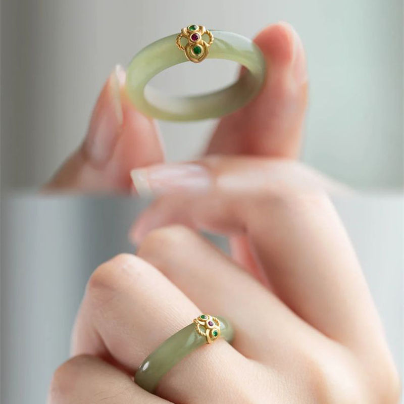 Cincin Ruyi Pola Awan Gaya Cina Baru untuk Wanita Vintage