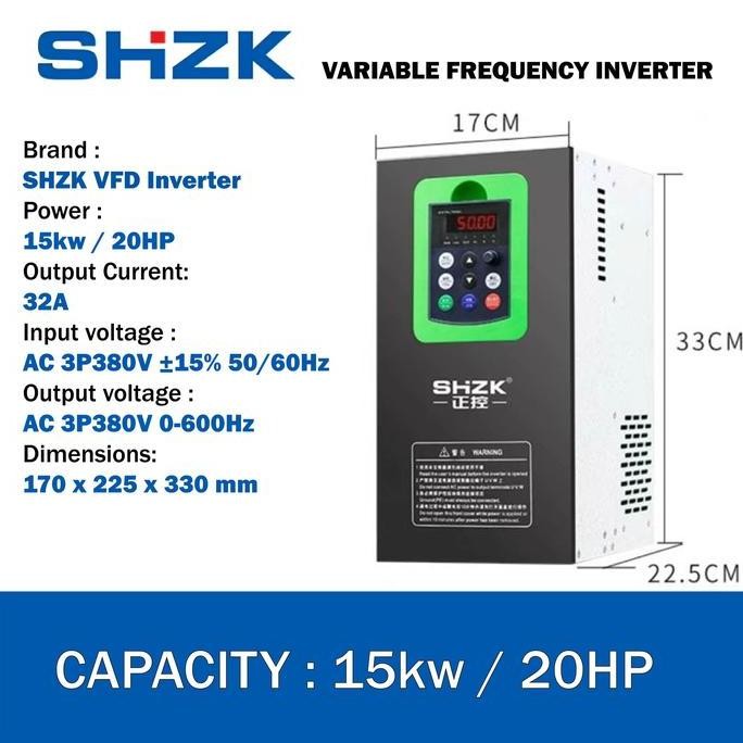 Ready | Inverter Shzk 15Kw 380V 3Phase 3P 20Hp Vfd Variable Frequency Drive Kualitas Premium