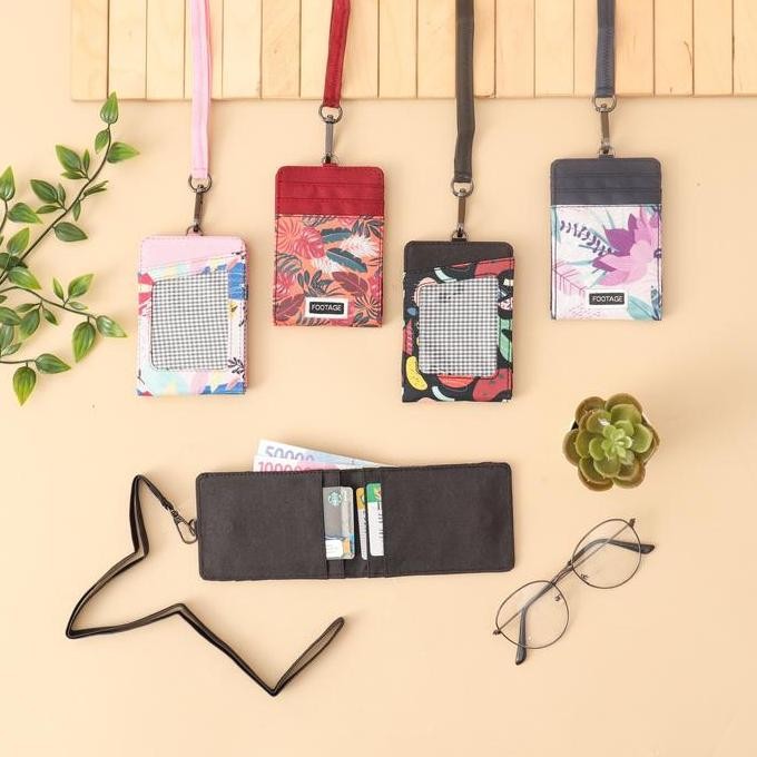 

ID Card Holder Hanging Wallet Name Tag Lanyard Dompet Kartu Kalung Gantung Leher Wanita Pria Motif