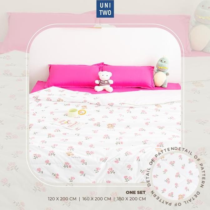 UNITWO ID [BED COVER + SPREI SET] Bed Cover dan Sprei Set Polos dilengkapi Sarban dan Sargul Selimut