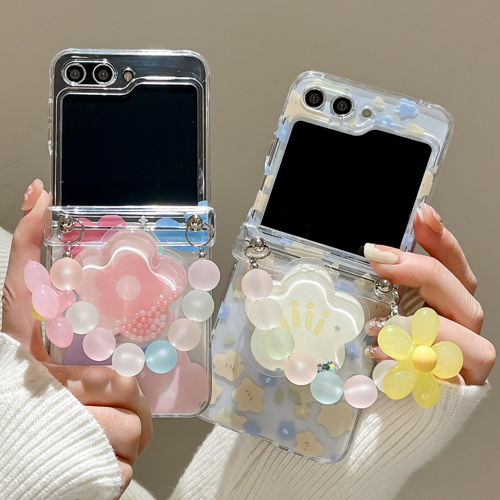 Korean Style Flower Three Stars zflip7Phone Case Foldable Screen Z Flip6Protective Sleeve