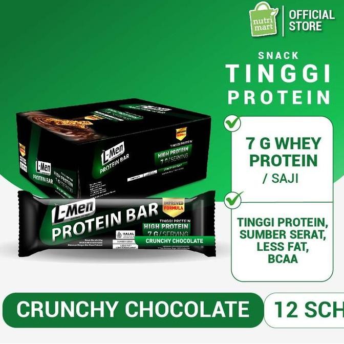

[Promo Diskon] L-Men Protein Bar Crunchy Chocolate 12 Sch (7G Protein / Serving) [Terlaris]