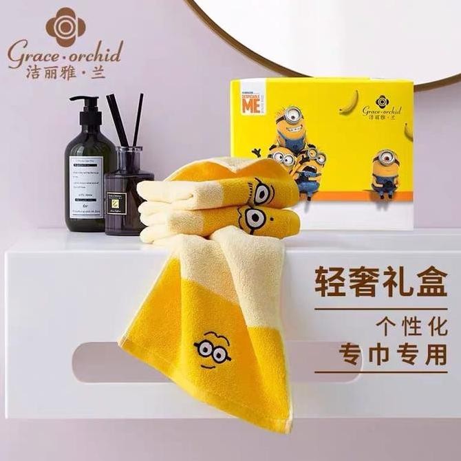 81Dd Handuk Box Minion Import (1 Box Isi 3) Terbaru