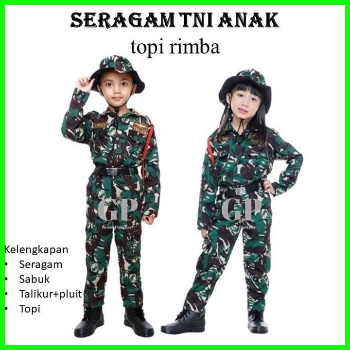 Sale Baju Seragam Tni Anak / Kostum Seragam Tni Anak Komplit / Kostum Tni Anak / Baju Tentara Anak L