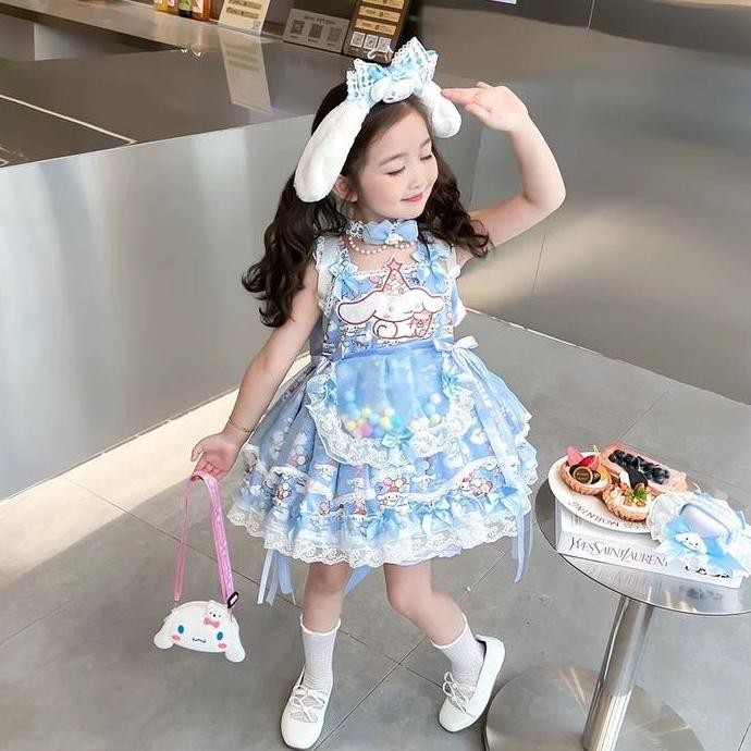 NEW  Cinnamoroll Kuromi Melody Kids Dress/ Dress Pesta Karakter Anak Trendi
