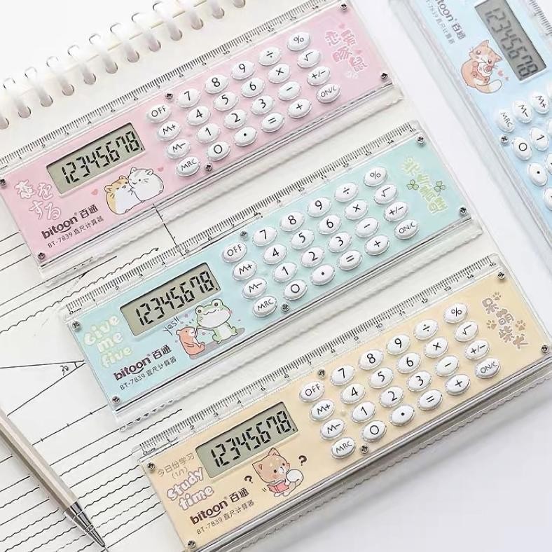 

Readyy!! mini calculator ruler penggaris kalkultor imut