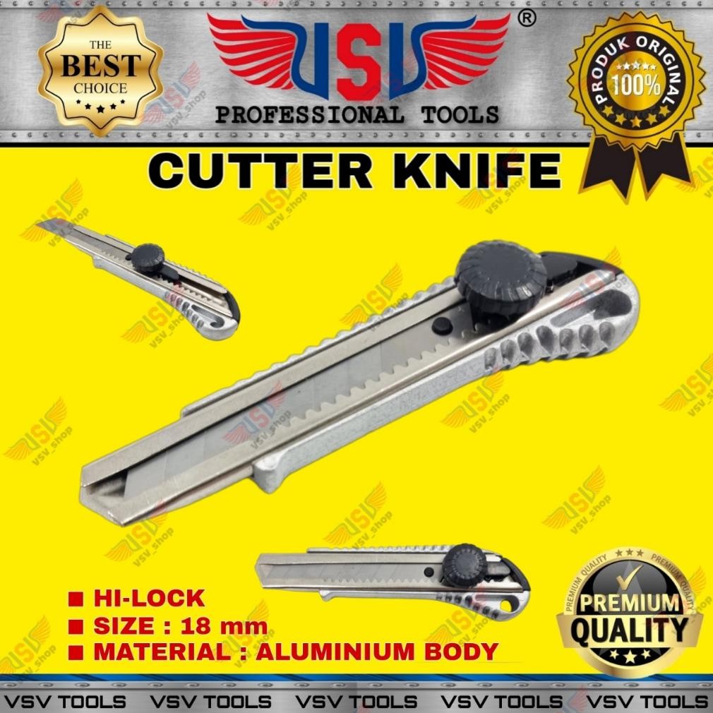 

Readyy!! Cutter Besar Pisau Cutter 18mm Aluminium Cutter Knife Hi-Lock VSV HS-06