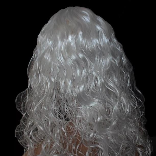 new WIG WARNA PUTIH PANJANG KERITING COSPLAY ZEUS SANTA