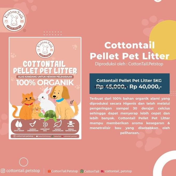 Cottontail Pellet Pet Litter - Wood Cottontail Pellet Pet Litter 5Kg murah