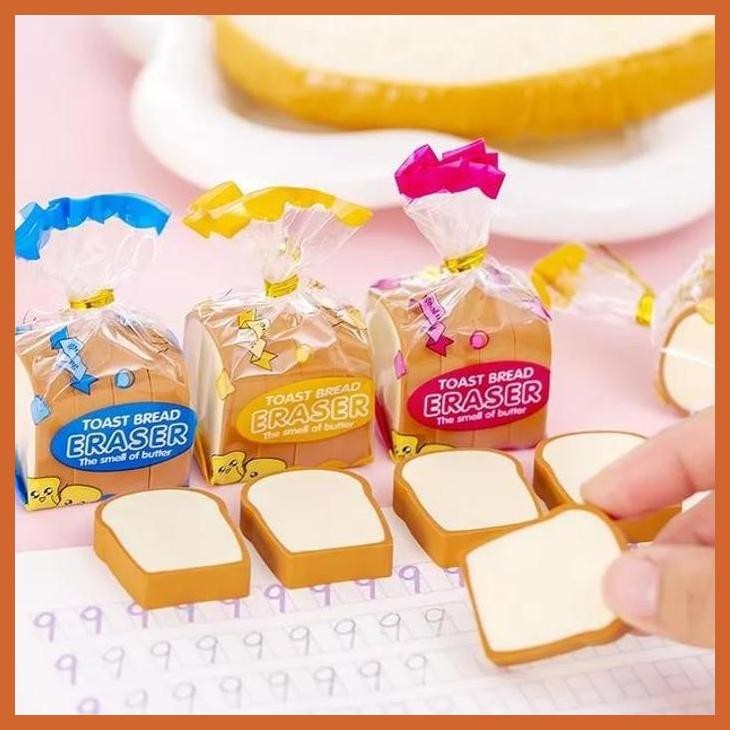 

( MAINAN HOBI ANAK ) PENGHAPUS PENSIL KARAKTER ROTI TOAST BREAD ERASER SOUVENIR PERNIKAHAN PRIVASI AMAN