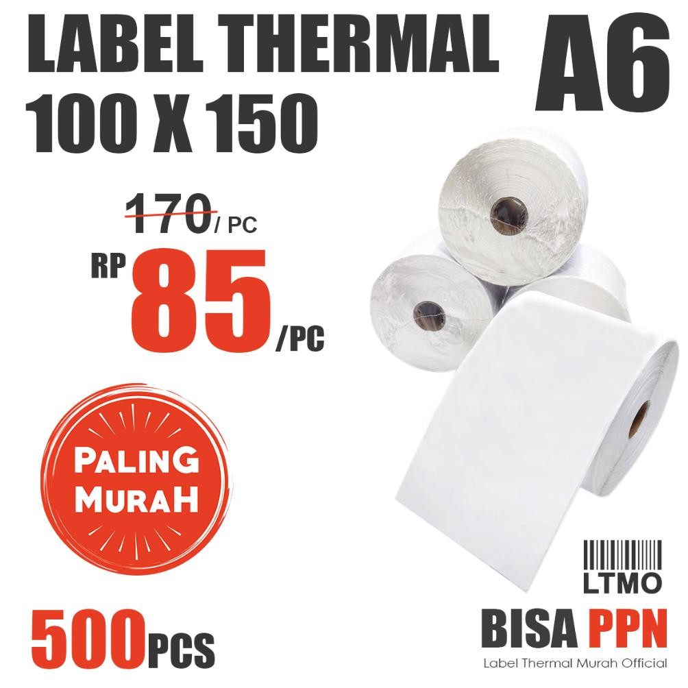 

Promo - Label Barcode MURAH 100 x 150 A6 kertas stiker thermal 500 pcs !!