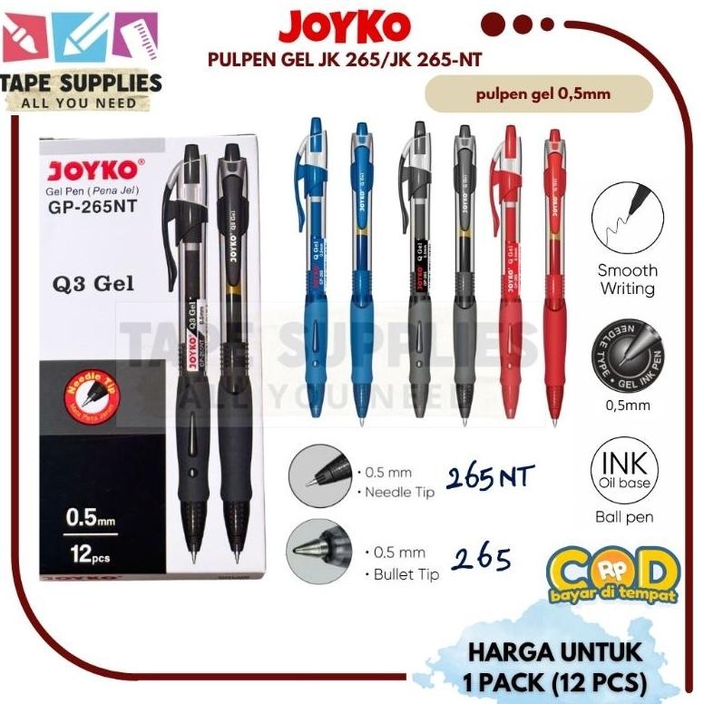

Terbaik JOYKO Gel Pen GP-265 / 265NT 1PAK(12 PCS) 0.5 mm !!