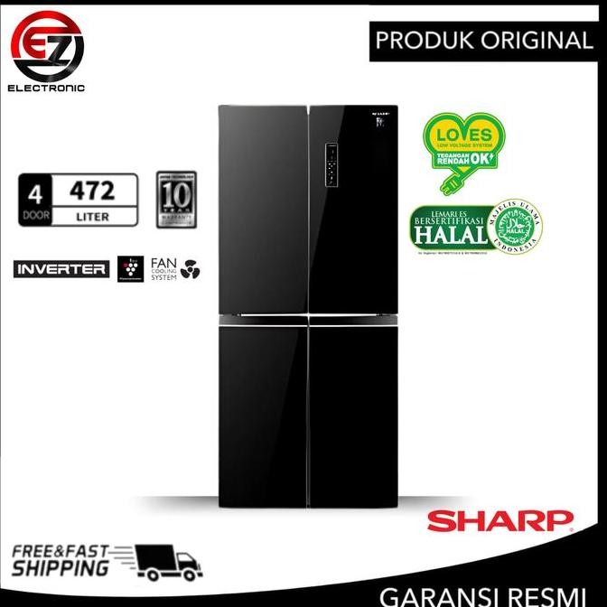 NEW SHARP SJ-IF51PG-BK  Kulkas 4 Pintu Inverter 472 Liter SJ IF51PG BK