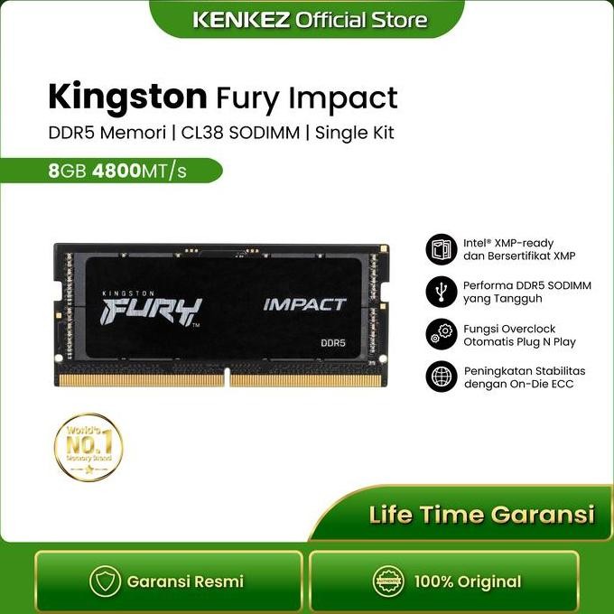 TERBARU - Kingston FURY IMPACT SODIMM 8GB DDR5 4800MHz CL38