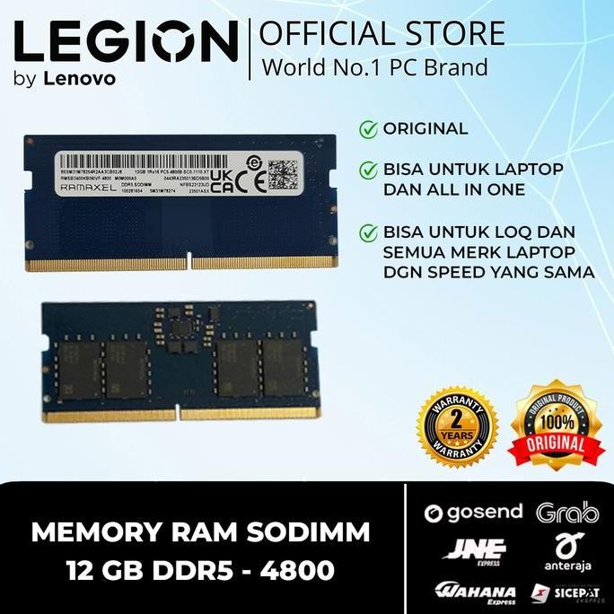 NEW MEMORY RAM SODIMM 12 GB DDR5 - 4800 ORIGINAL NEW LENOVO GAMING LOQ BISA UNTUK LAPTOP DAN ALL IN 