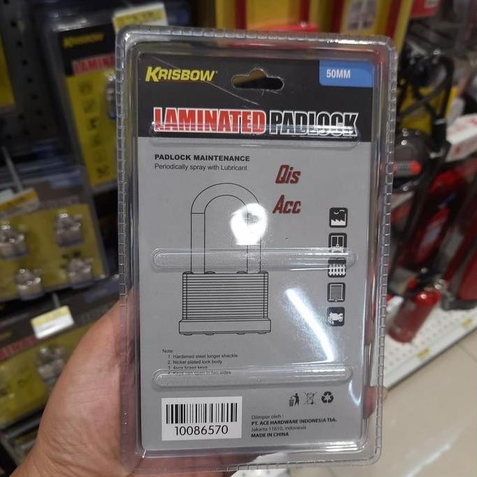 KRISBOW Padlock Laminated Gembok Besi Laminasi Leher Panjang 50 Mm