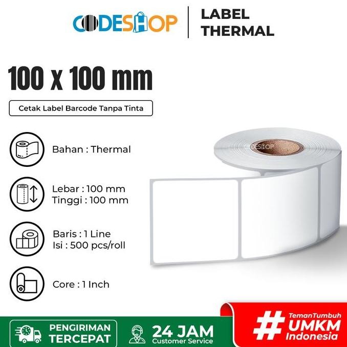 

Baru Sticker Label Bare 100X100Mm - Direct Thermal Printer Label Ukuran Kotak